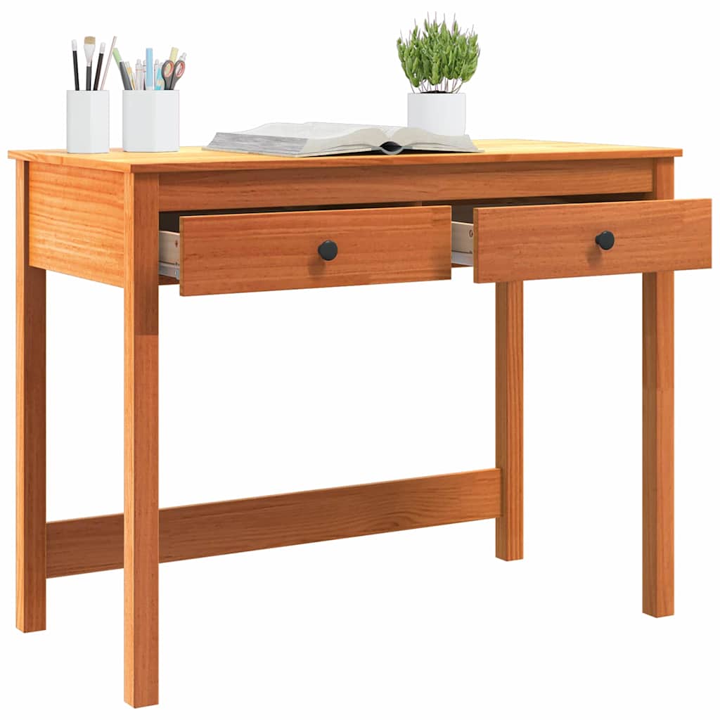 Escritorio Max Brown 100 X 50 X 78 Cm Madera De Pino Macizo