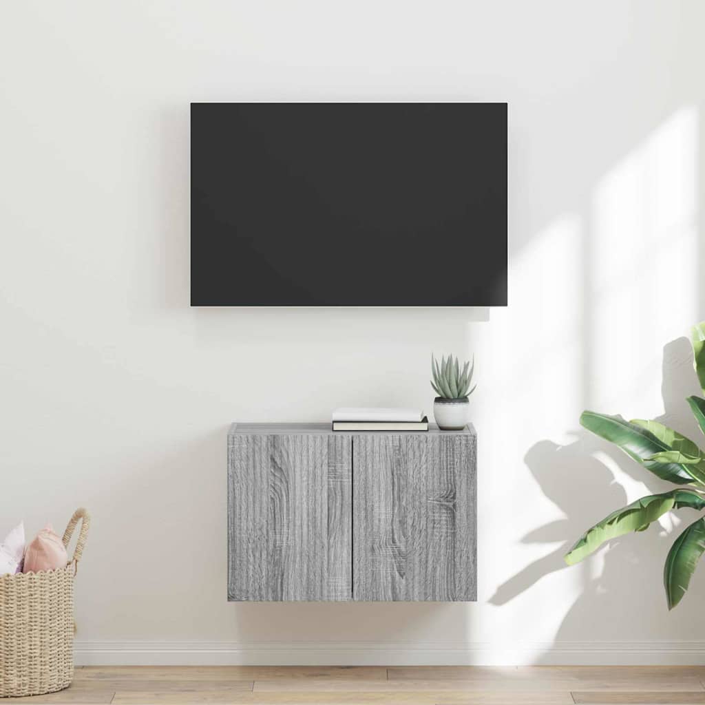 Mueble De Tv Montado En La Pared Roble Artesanal