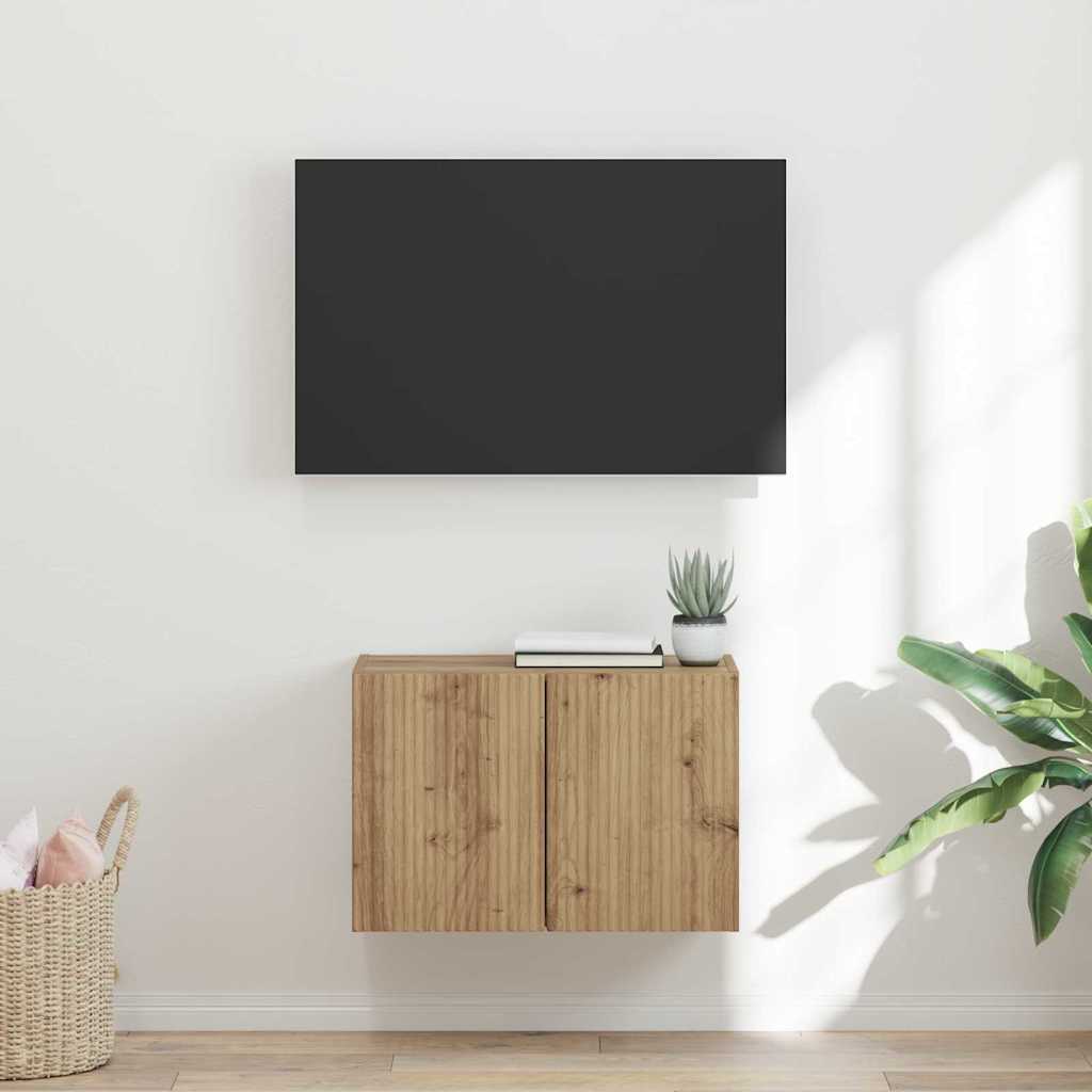 Mueble De Tv Montado En La Pared Roble Artesanal