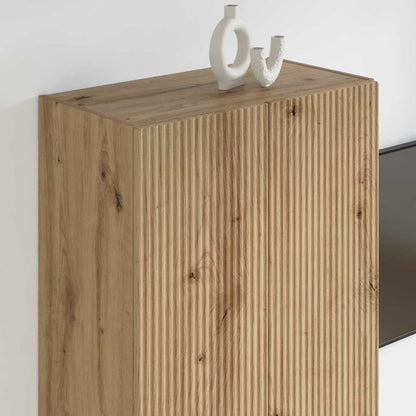 Mueble De Tv Montado En La Pared Roble Artesanal