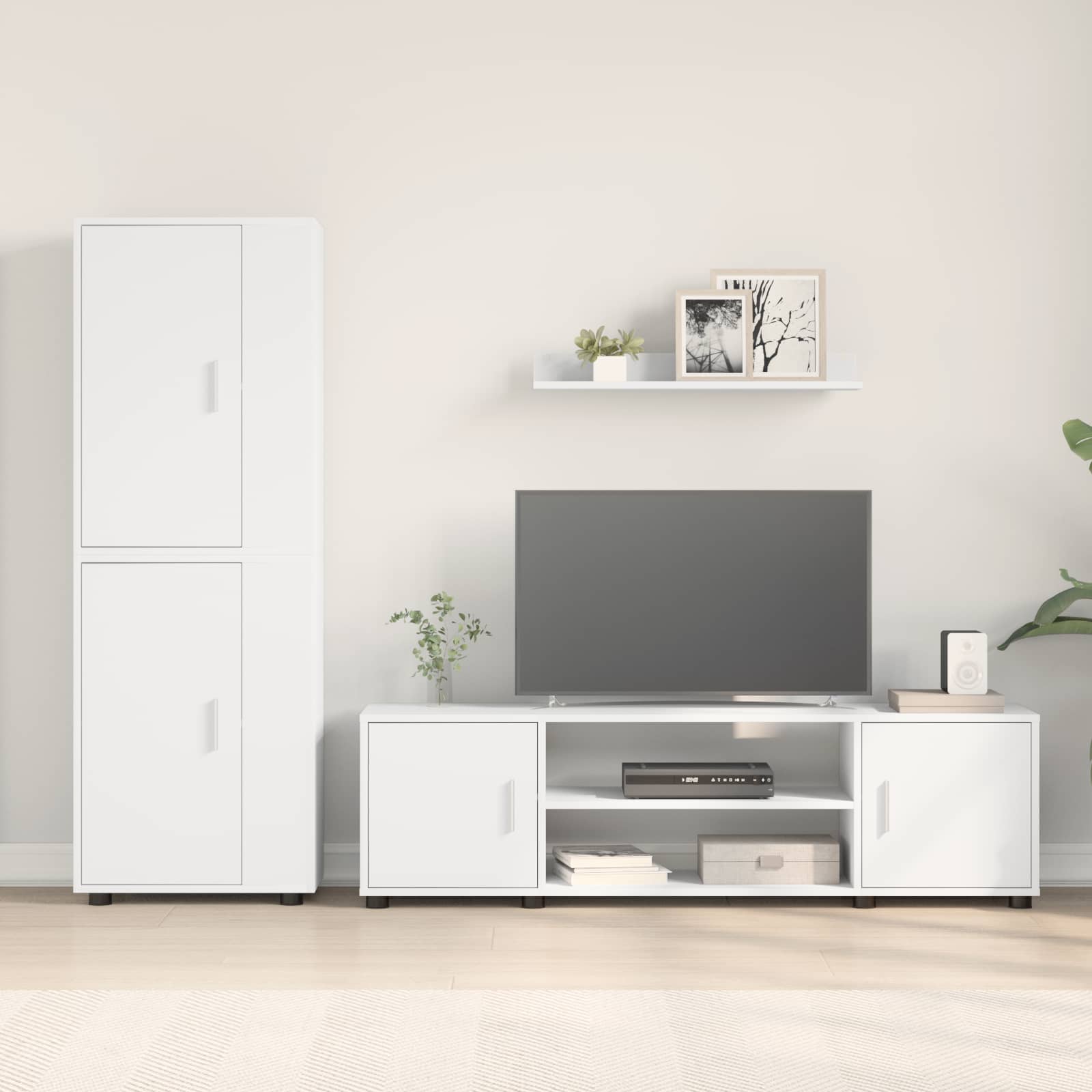Conjunto De Mueble De Tv 4 Pcs Madera Contrachapada