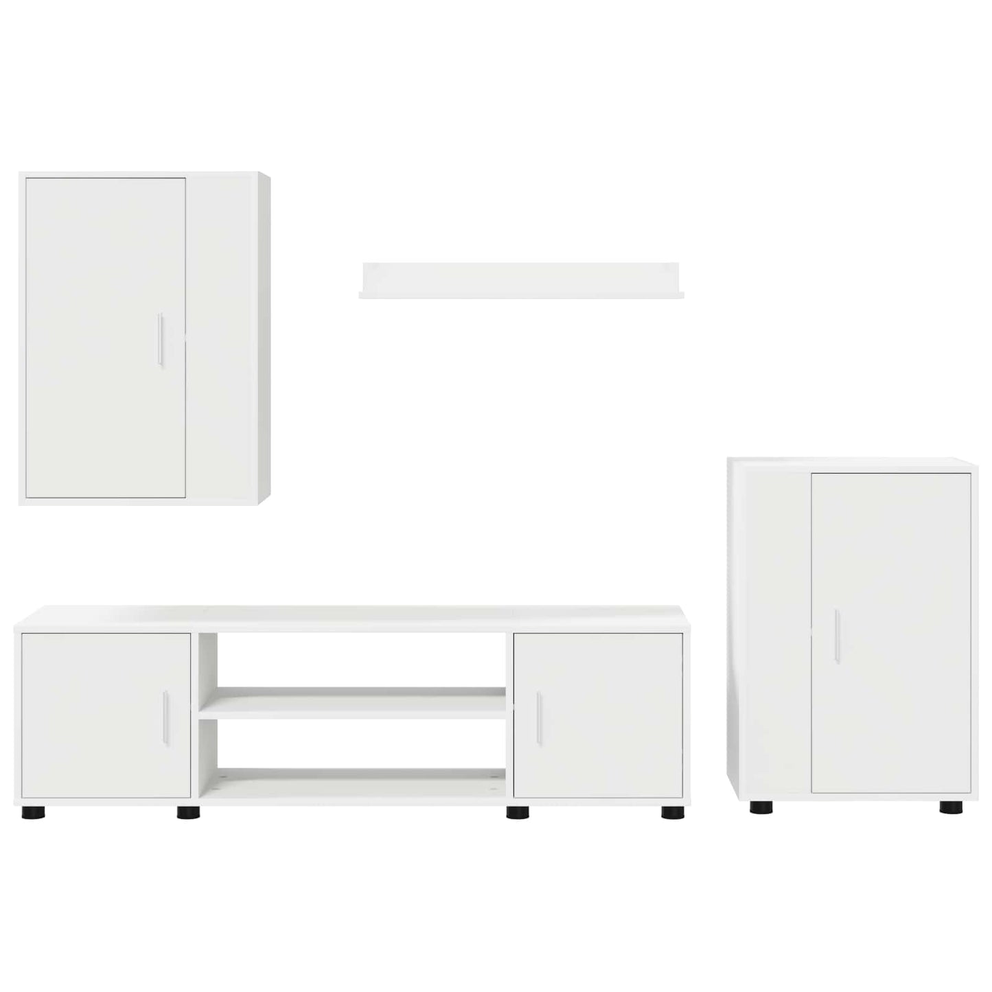 Conjunto De Mueble De Tv 4 Pcs Madera Contrachapada