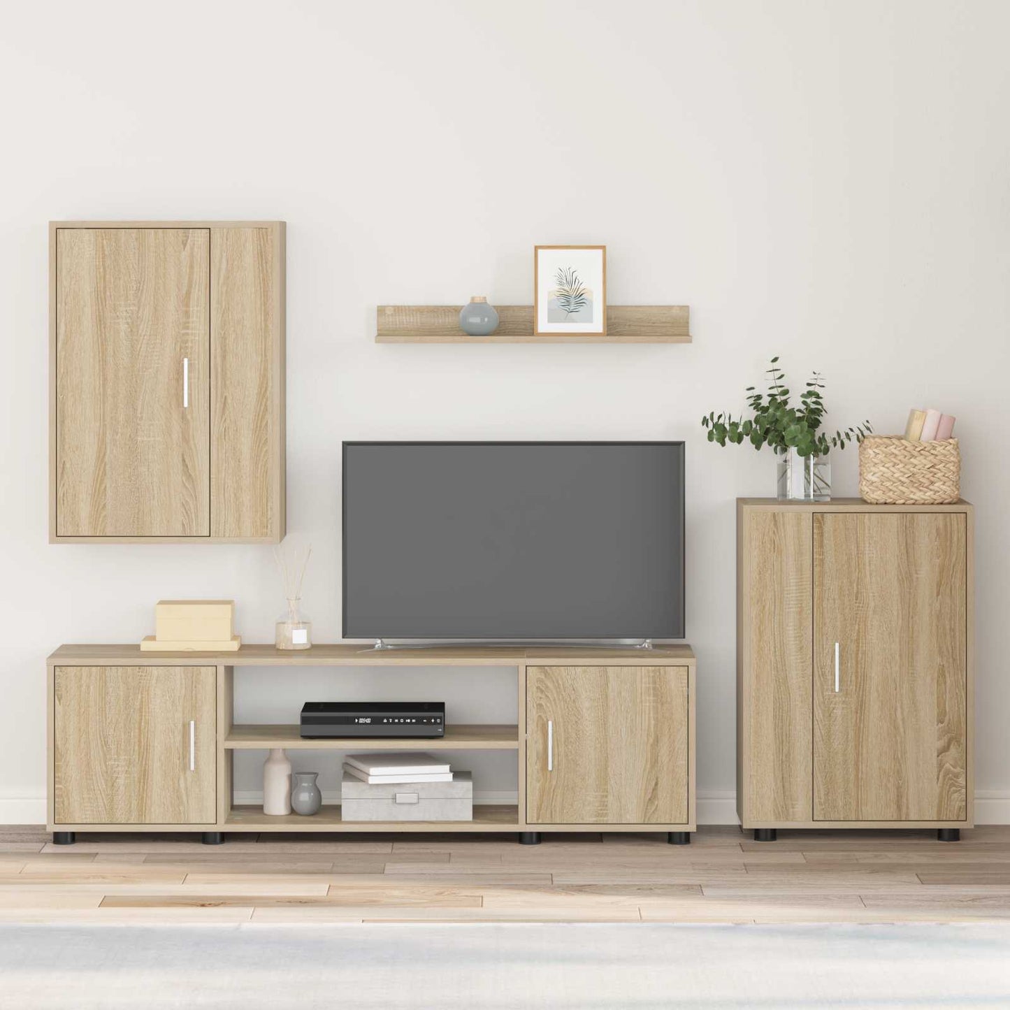 Conjunto De Mueble De Tv 4 Pcs Roble Artesanal