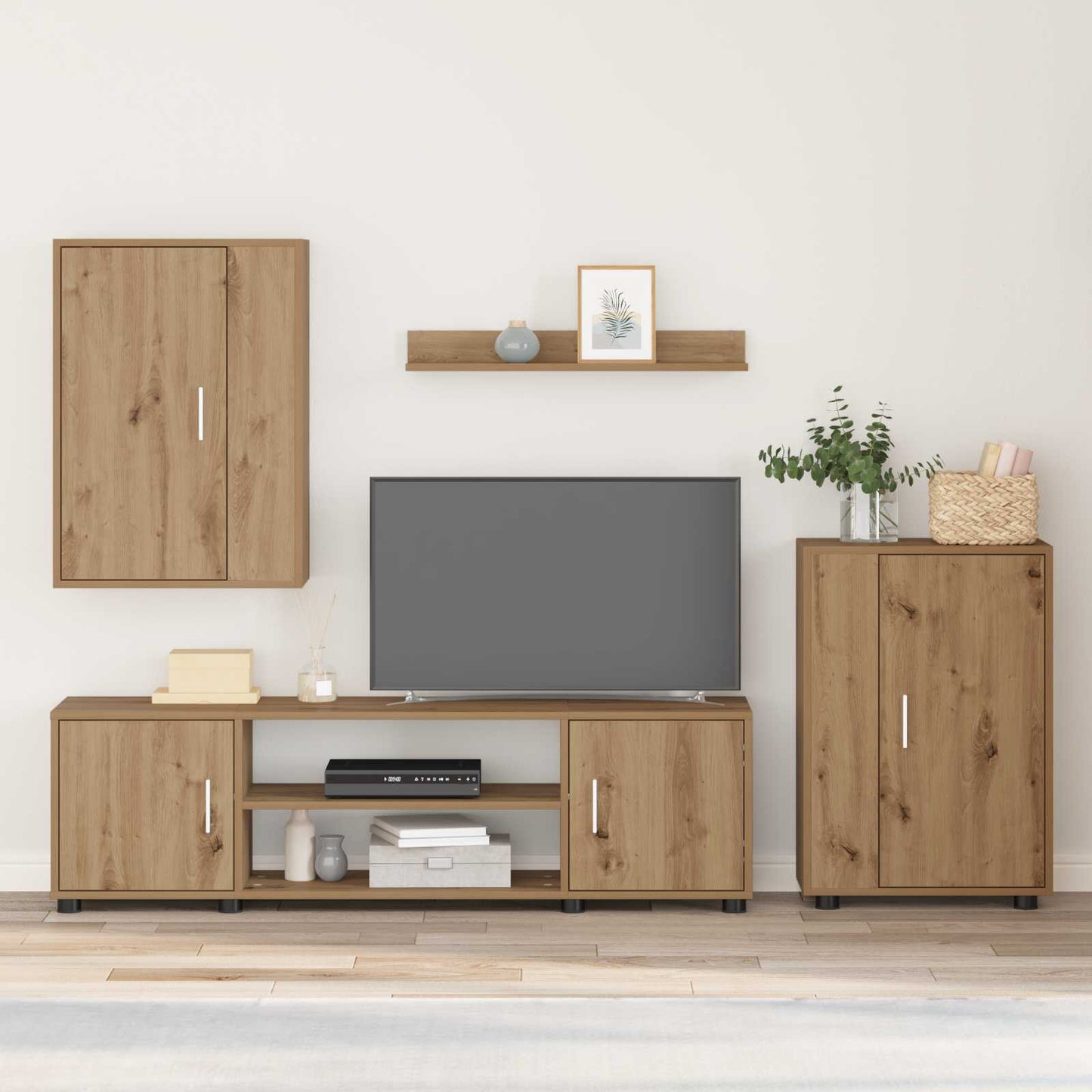 Conjunto De Mueble De Tv 4 Pcs Roble Artesanal