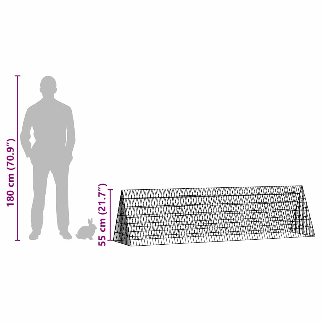 Jaula Para Conejos Plateado 215 X 55 X 55 Cm Acero Galvanizado