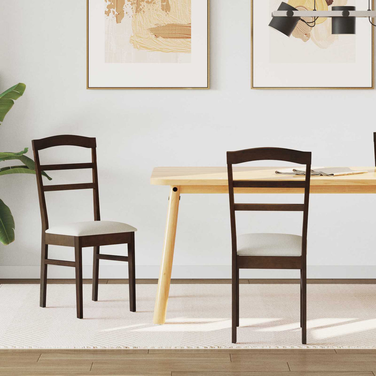 Silla De Comedor 2 Uds. Madera De Caucho Sólido
