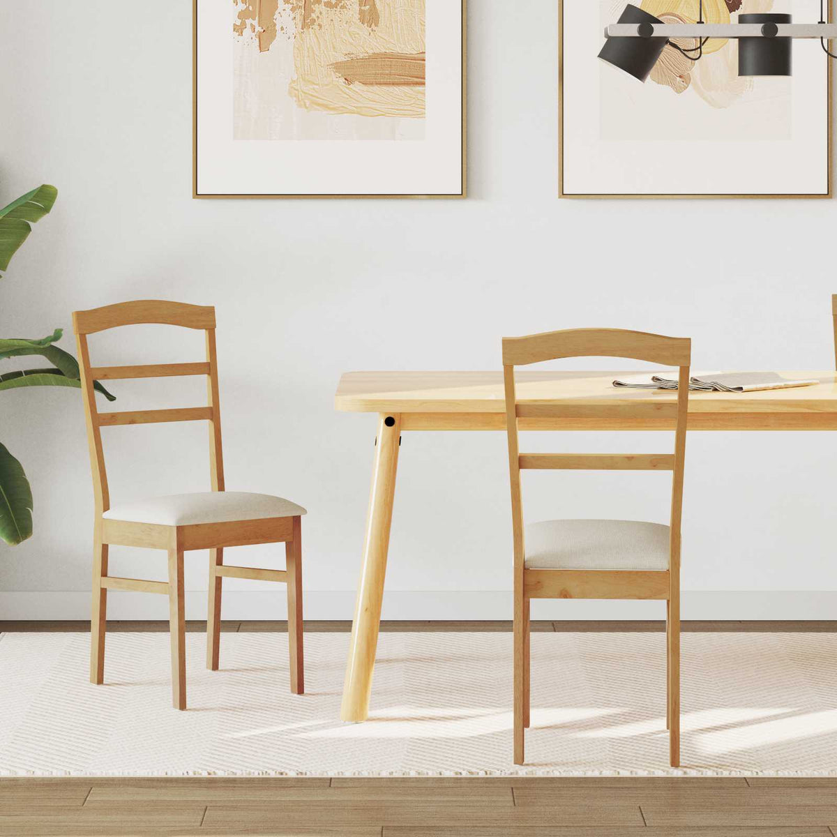 Silla De Comedor 2 Uds. Madera De Caucho Sólido