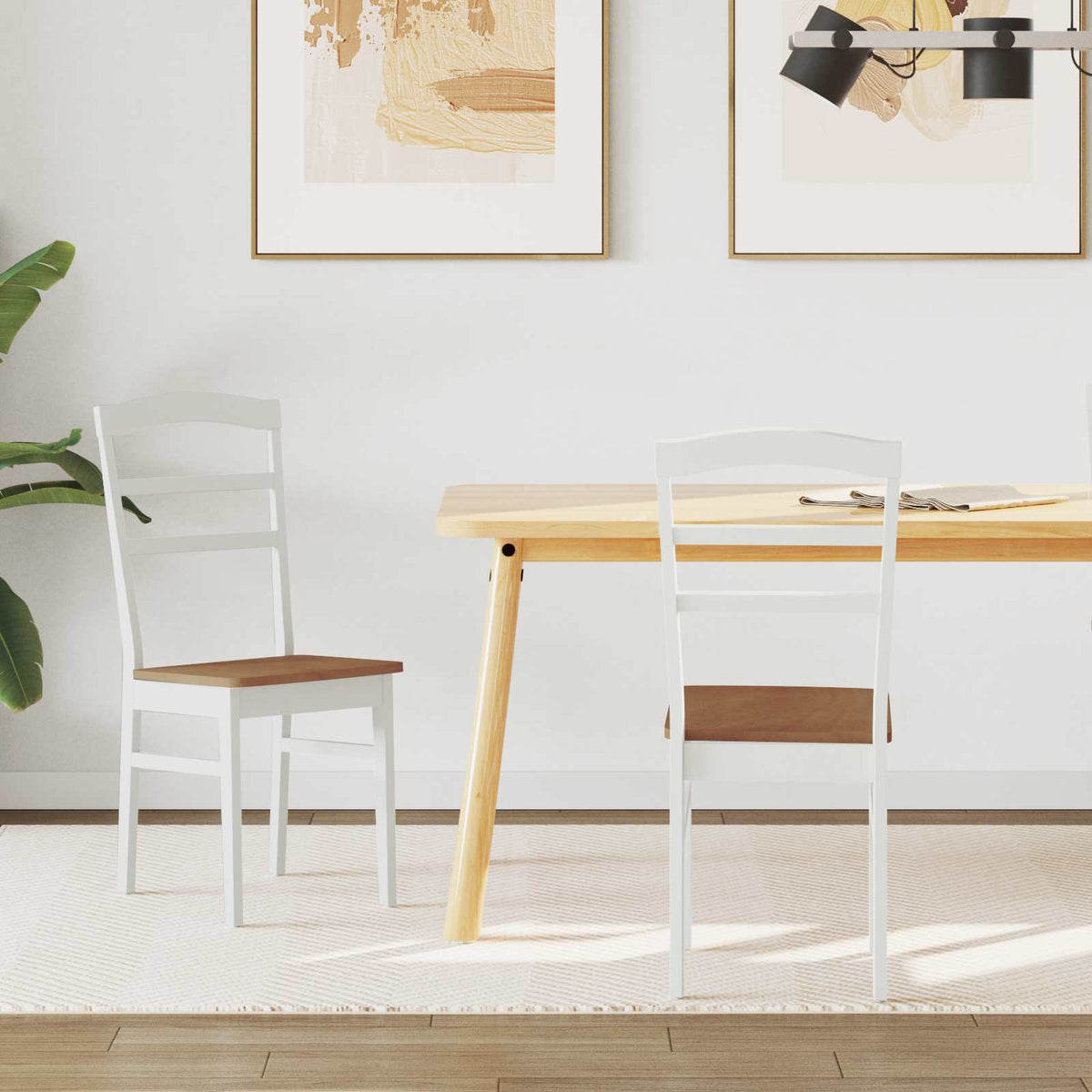 Silla De Comedor 2 Uds. Madera De Caucho Sólido
