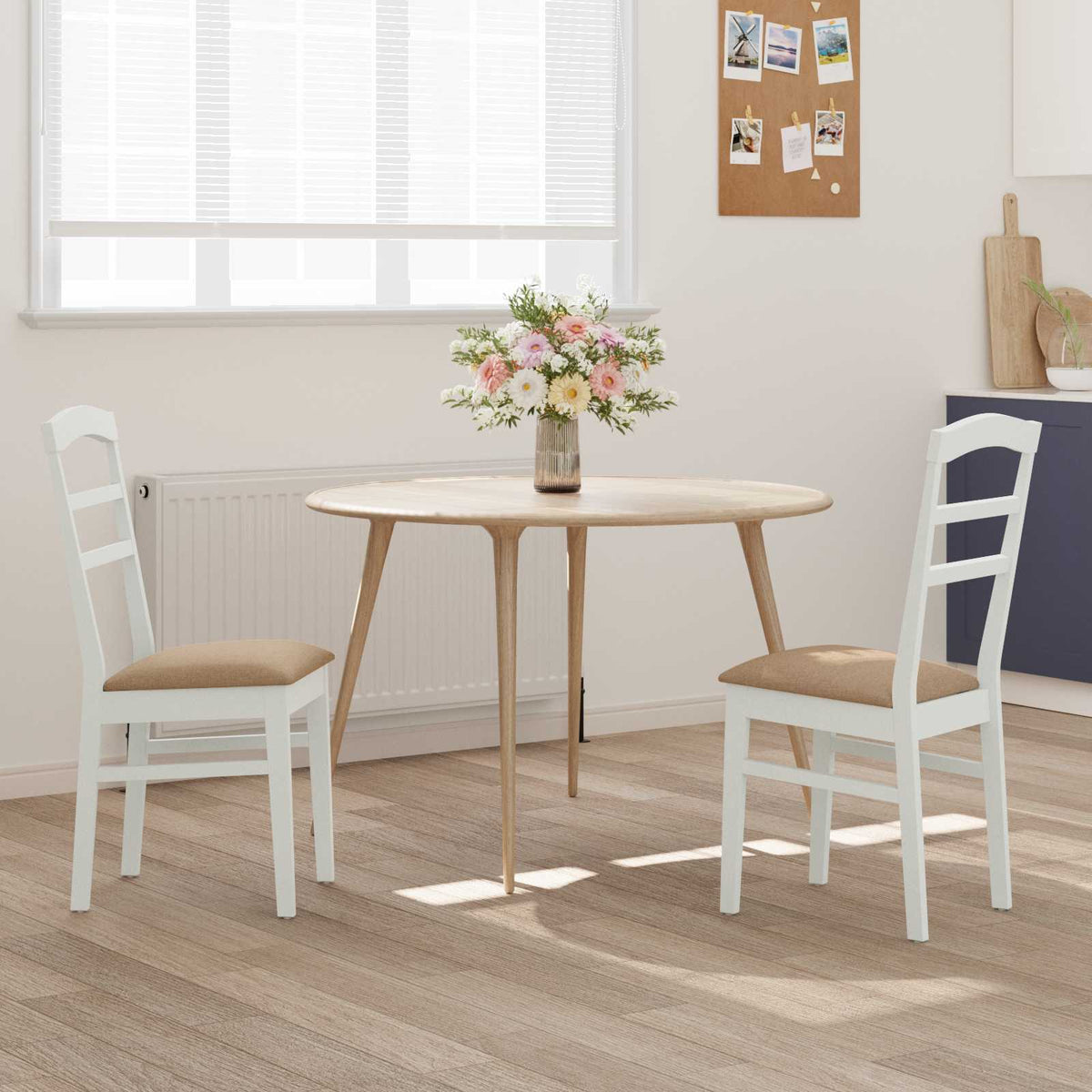 Silla De Comedor 2 Uds. Madera De Caucho Sólido