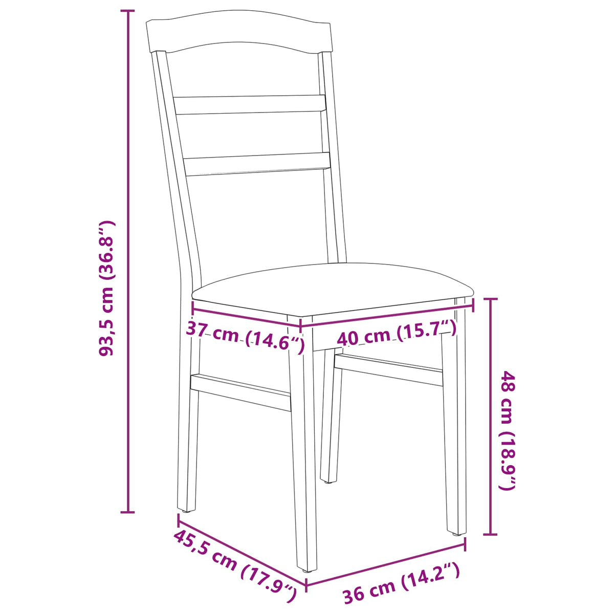 Silla De Comedor 2 Uds. Madera De Caucho Sólido