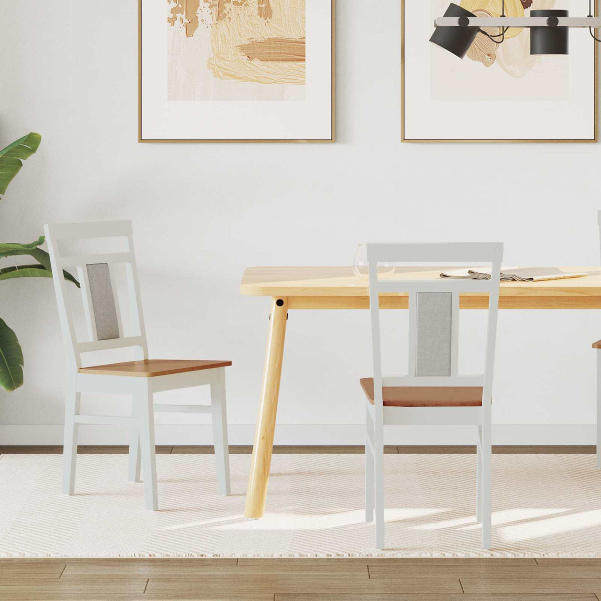 Silla De Comedor 2 Uds. Madera De Caucho Sólido