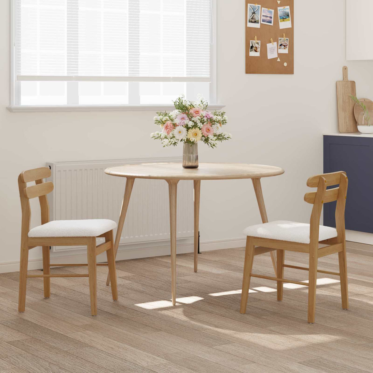 Silla De Comedor 2 Uds. Madera De Caucho Sólido Claro