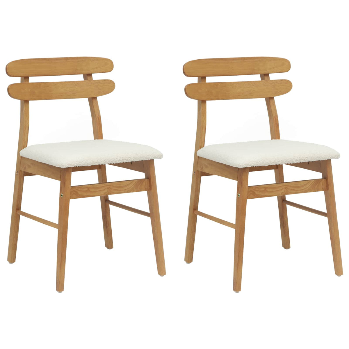 Silla De Comedor 2 Uds. Madera De Caucho Sólido Claro