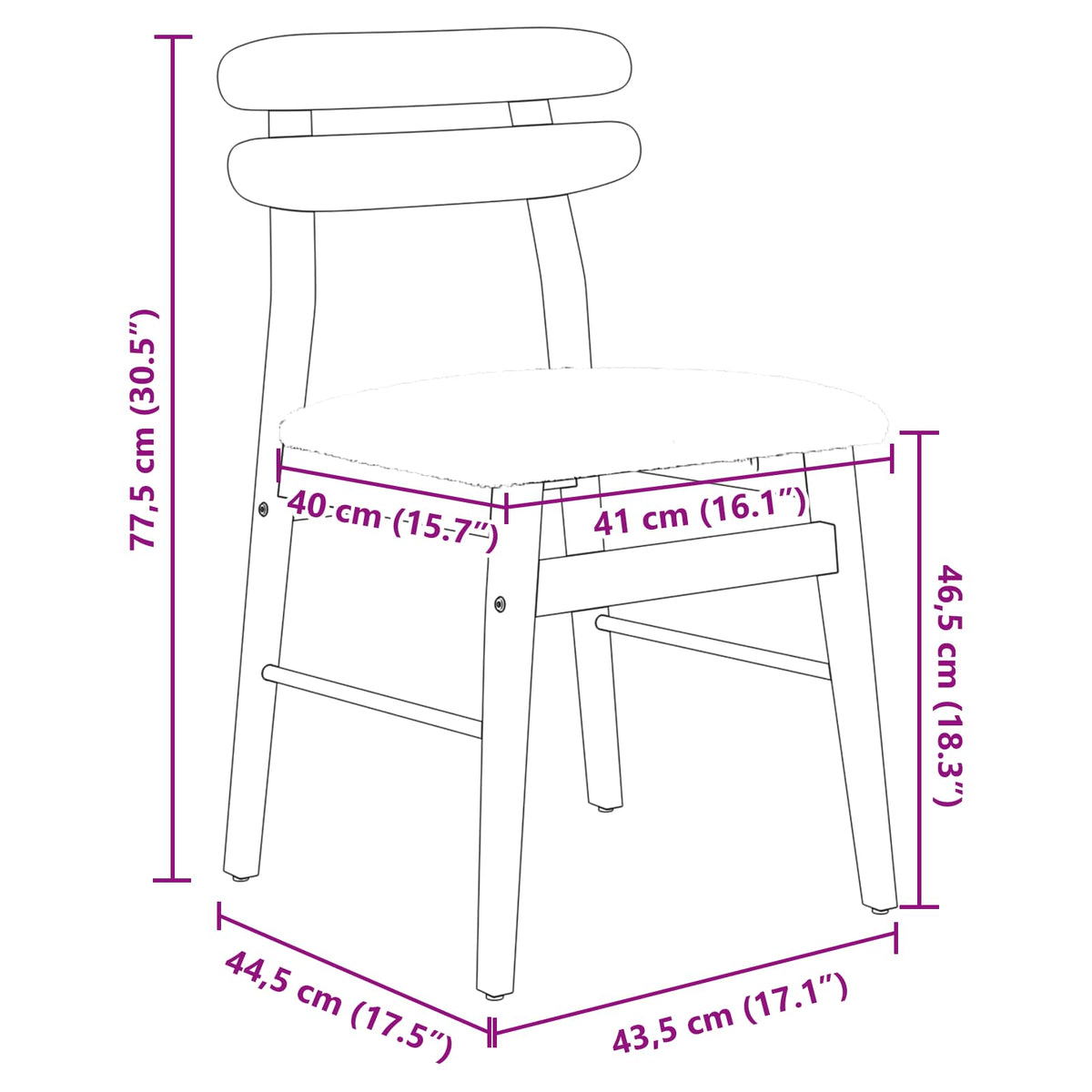 Silla De Comedor 2 Uds. Madera De Caucho Sólido Claro