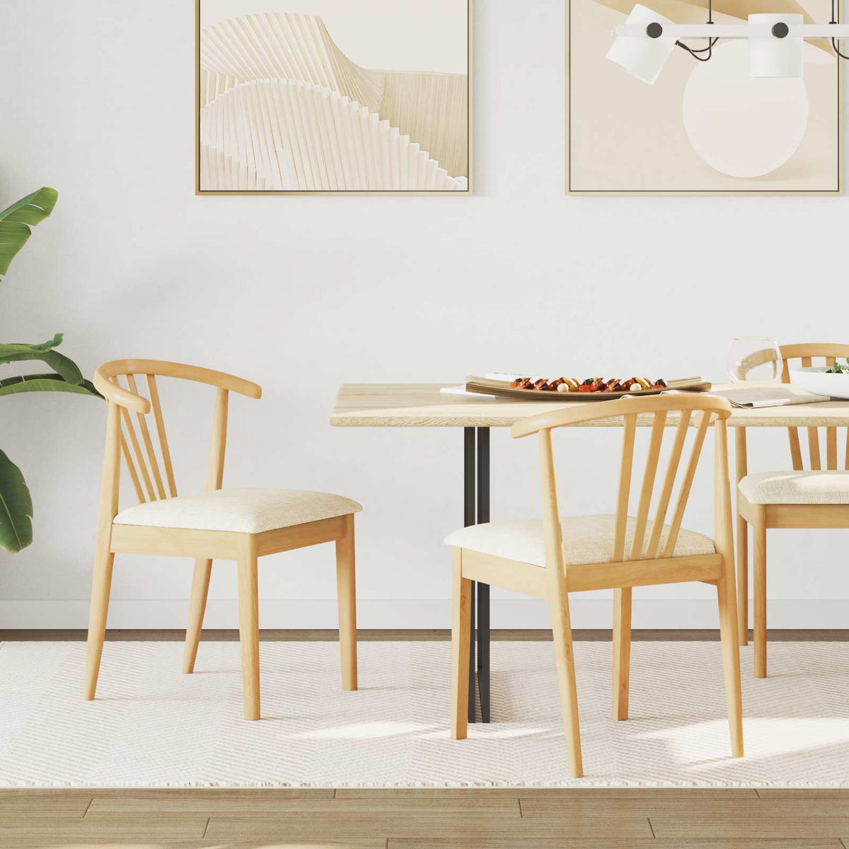 Silla De Comedor 2 Uds. Madera De Caucho Sólida