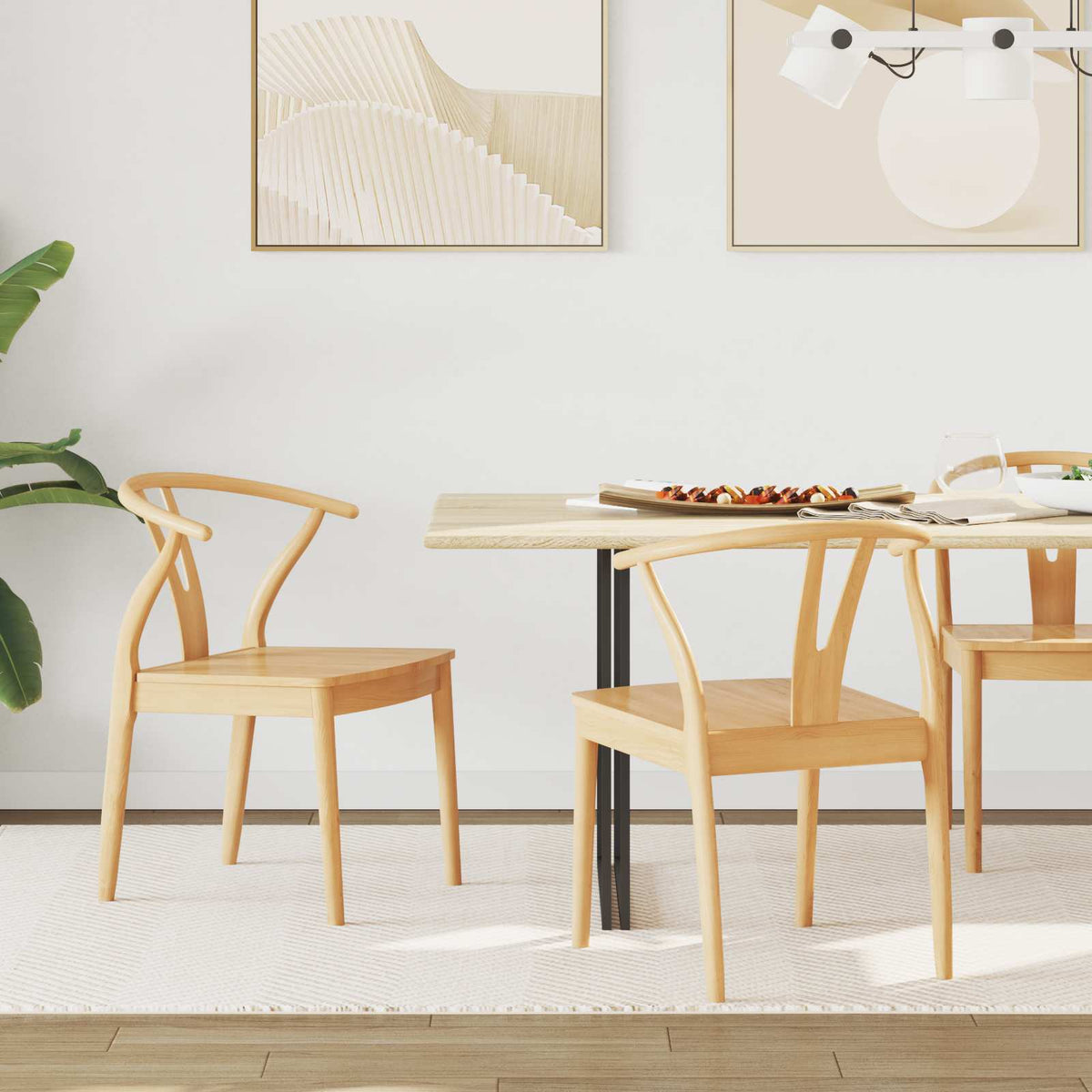 Silla De Comedor 2 Uds. Madera De Caucho Sólido