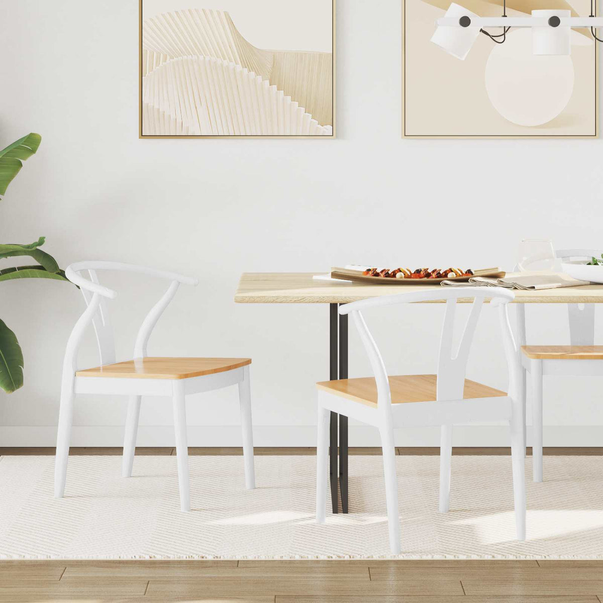 Silla De Comedor 2 Uds. Madera De Caucho Sólido