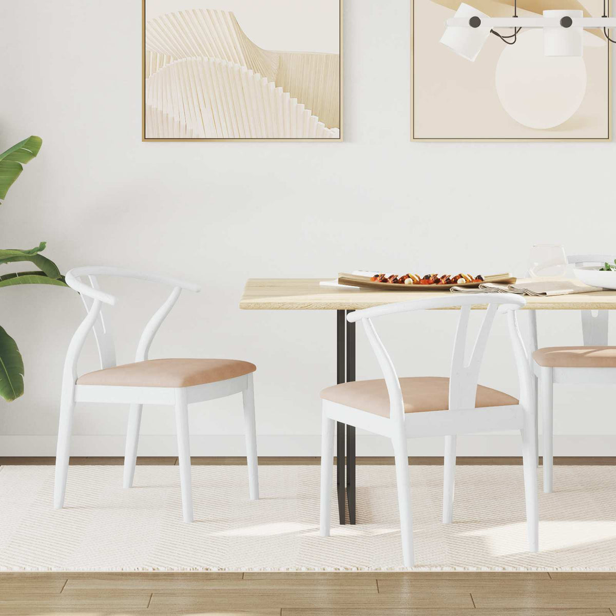 Silla De Comedor 2 Uds. Madera De Caucho Sólido