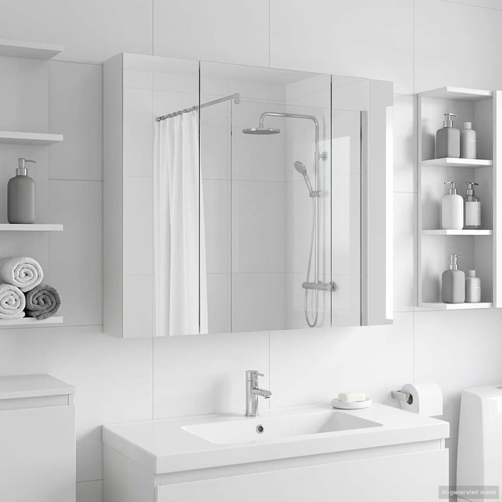 Armario Con Espejo De Baño Con Estante 80 X 14.5 X 70 Cm