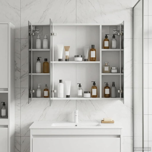 Armario Con Espejo De Baño Con Estante 80 X 14.5 X 70 Cm