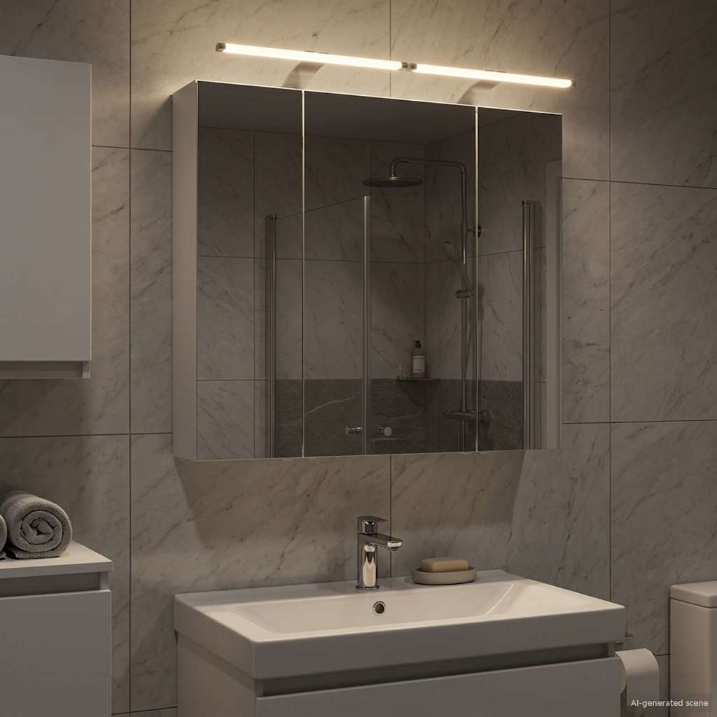 Armario Con Espejo De Baño Con Estante 80 X 14.5 X 70 Cm