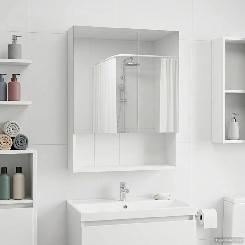 Armario Con Espejo De Baño Con Estante 50 X 14,5 X 70 Cm