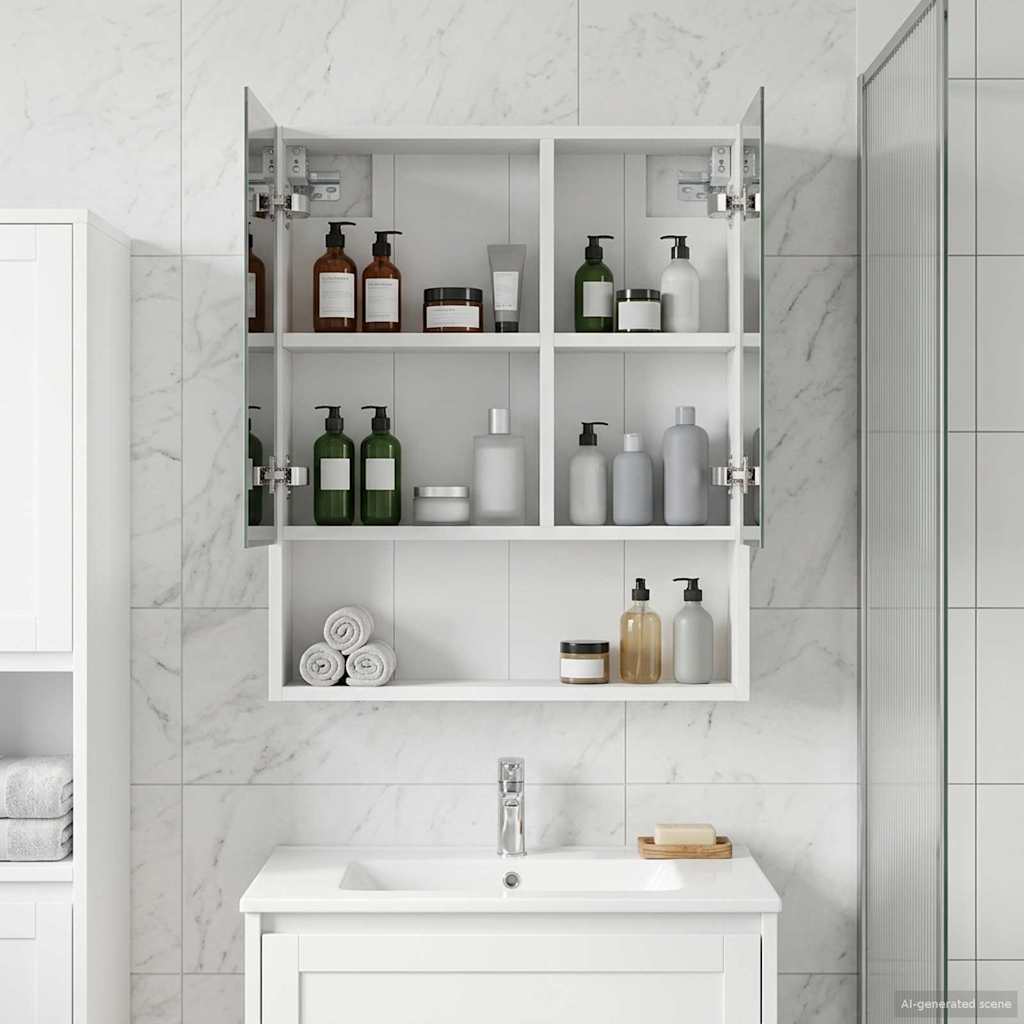 Armario Con Espejo De Baño Con Estante 50 X 14,5 X 70 Cm