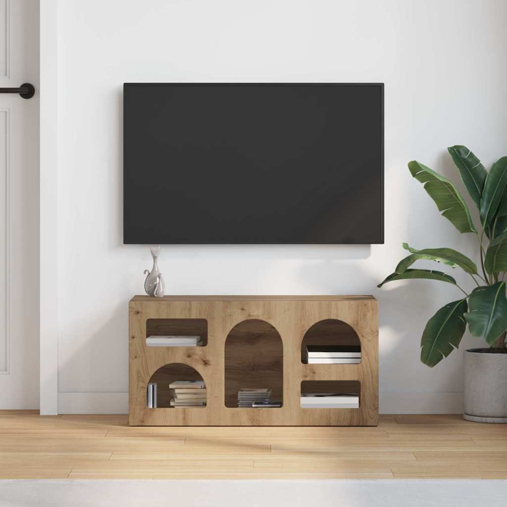 Mueble De Tv Roble Artesanal 80 X 35 X 40 Cm