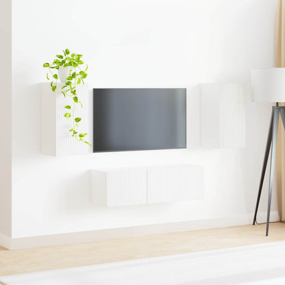 Conjunto De Mueble Para Tv De Pared 4 Pcs Madera De Ingeniería