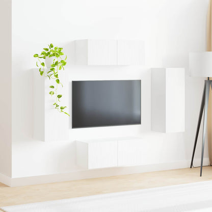 Conjunto De Mueble Para Tv De Pared 4 Pcs Madera De Ingeniería