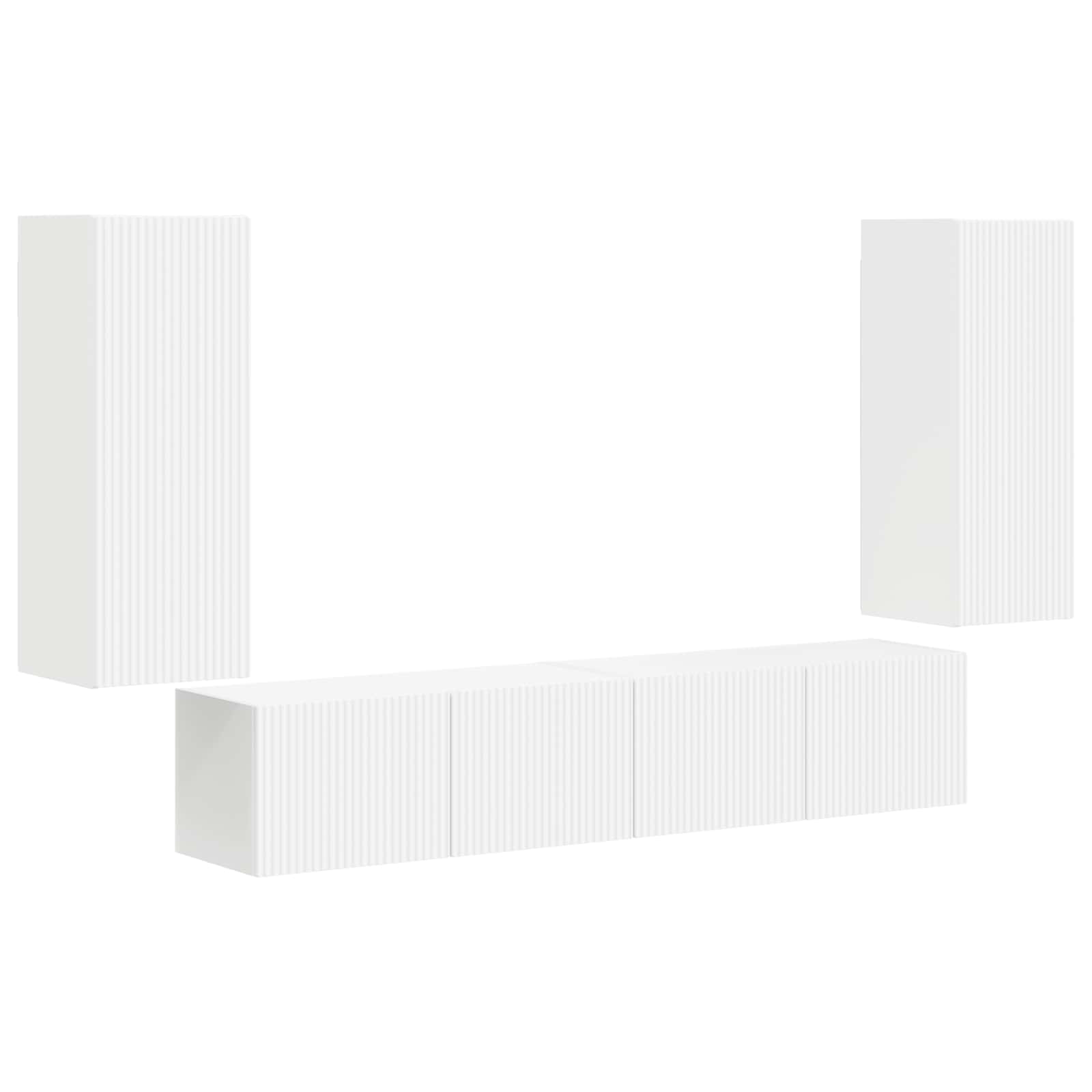 Conjunto De Mueble Para Tv De Pared 4 Pcs Madera De Ingeniería