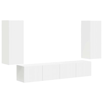 Conjunto De Mueble Para Tv De Pared 4 Pcs Madera De Ingeniería