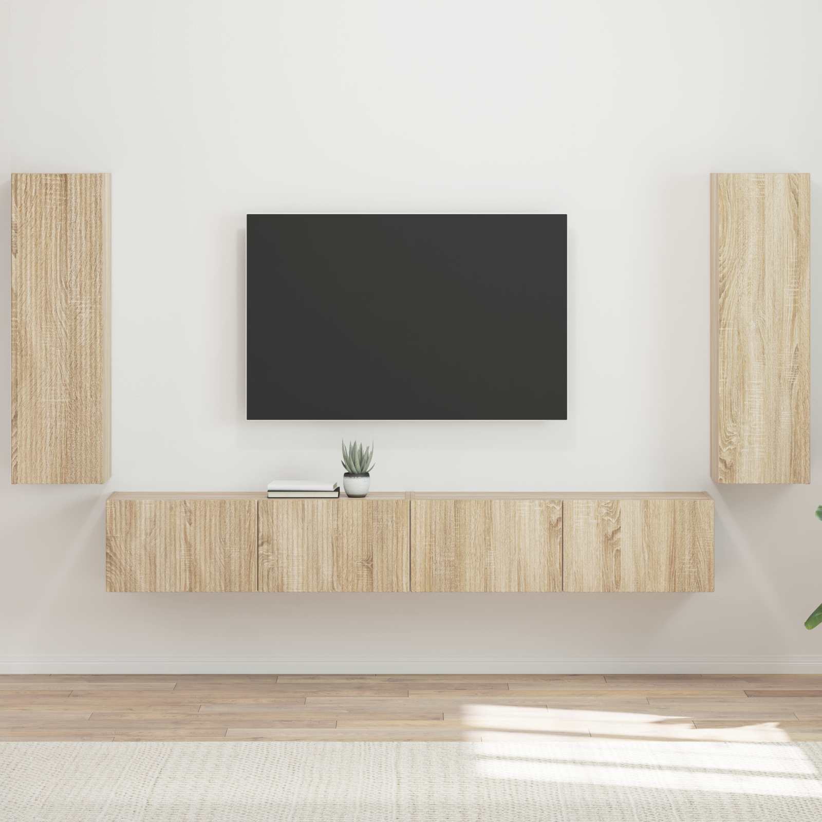 Conjunto De Mueble Para Tv De Pared 4 Pcs 29,5 X 31 X 100 Cm