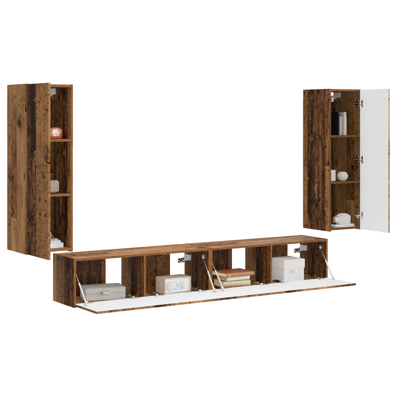 Conjunto De Mueble Para Tv De Pared 4 Pcs 29,5 X 31 X 100 Cm