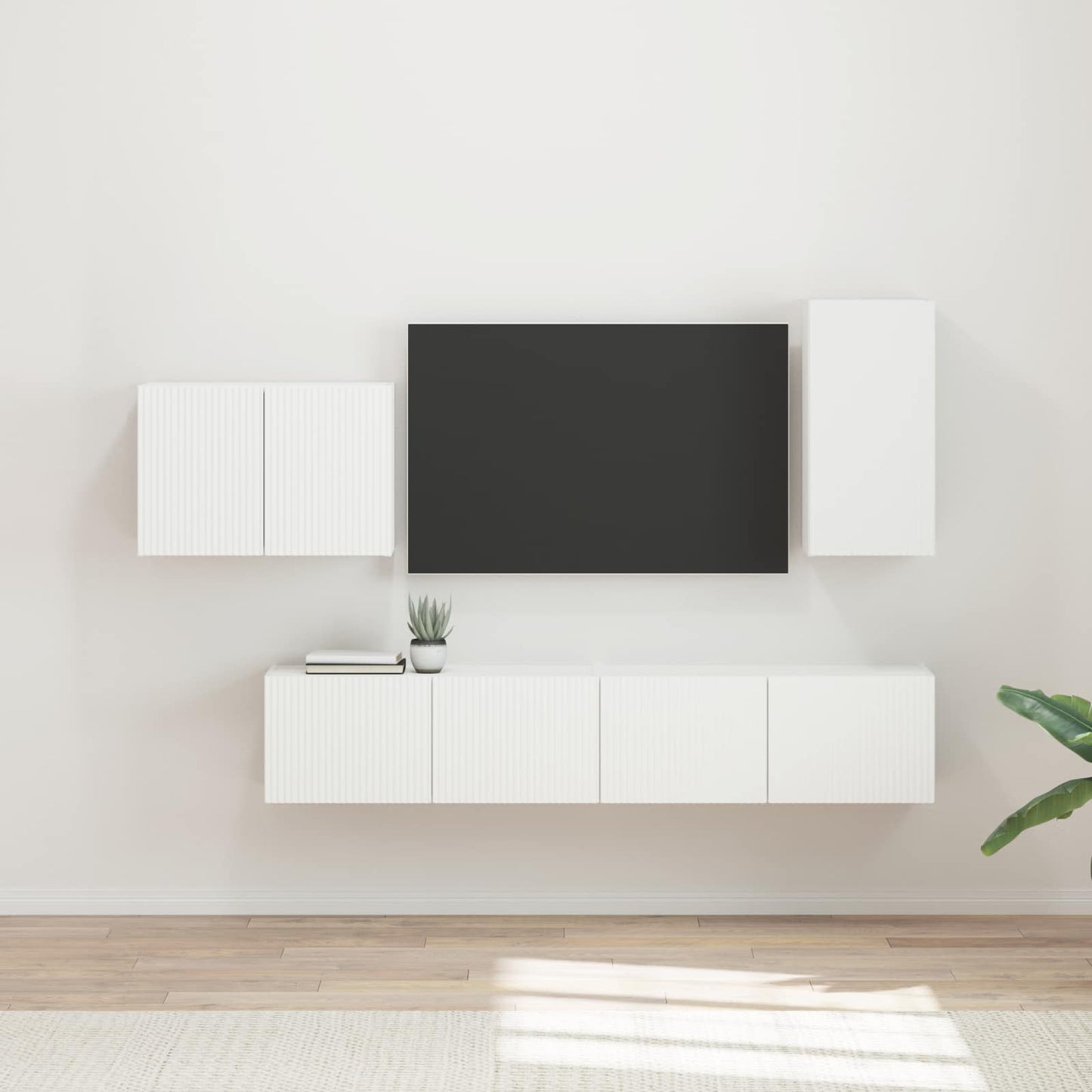 Conjunto De Mueble Para Tv De Pared 4 Pcs Madera De Ingeniería