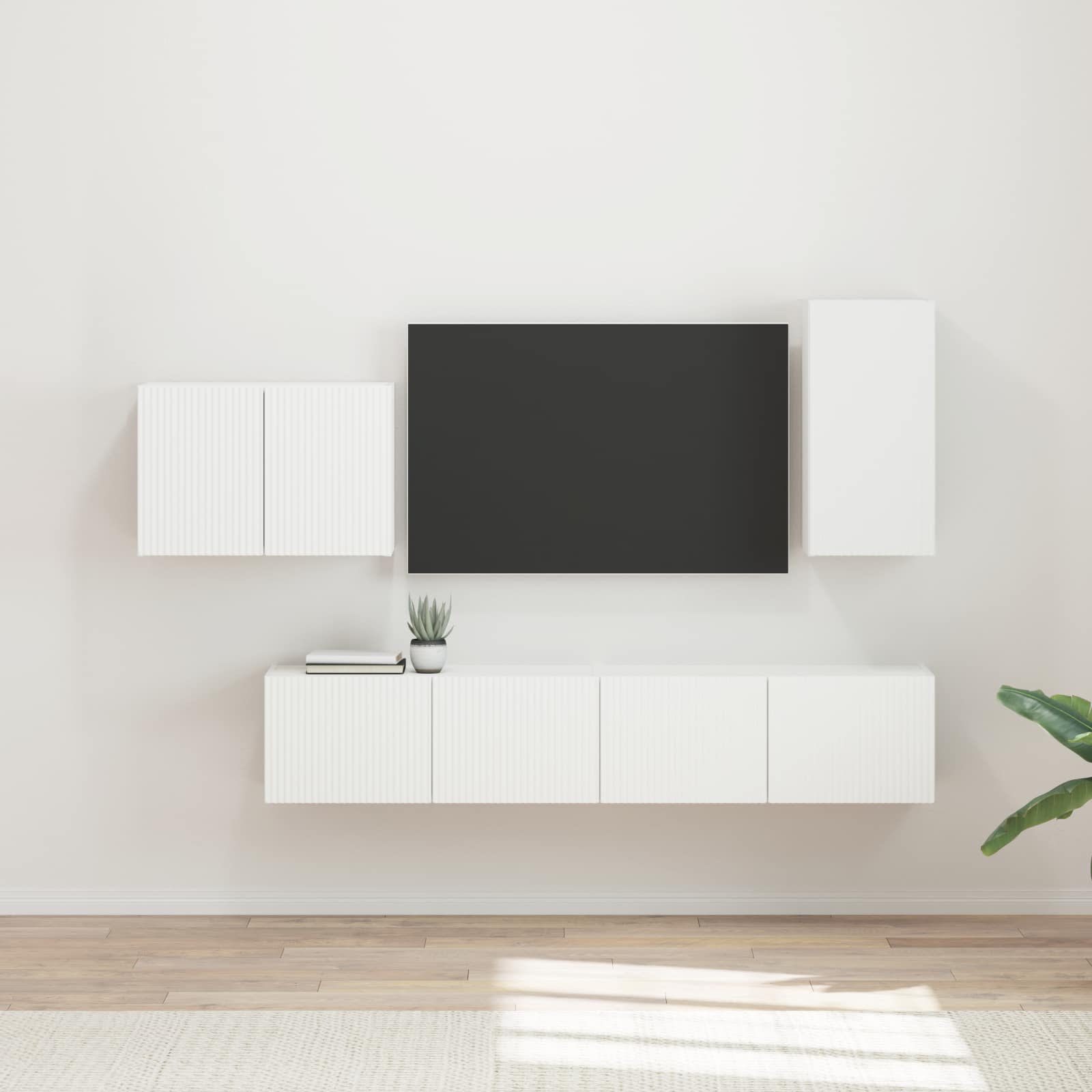 Conjunto De Mueble Para Tv De Pared 4 Pcs Madera De Ingeniería