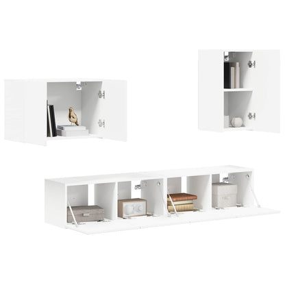 Conjunto De Mueble Para Tv De Pared 4 Pcs Madera De Ingeniería