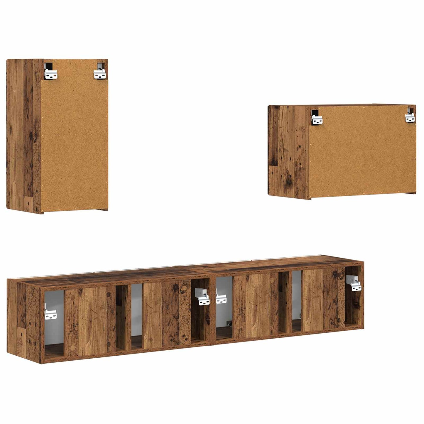Conjunto De Mueble Para Tv De Pared 4 Pcs Madera Vieja