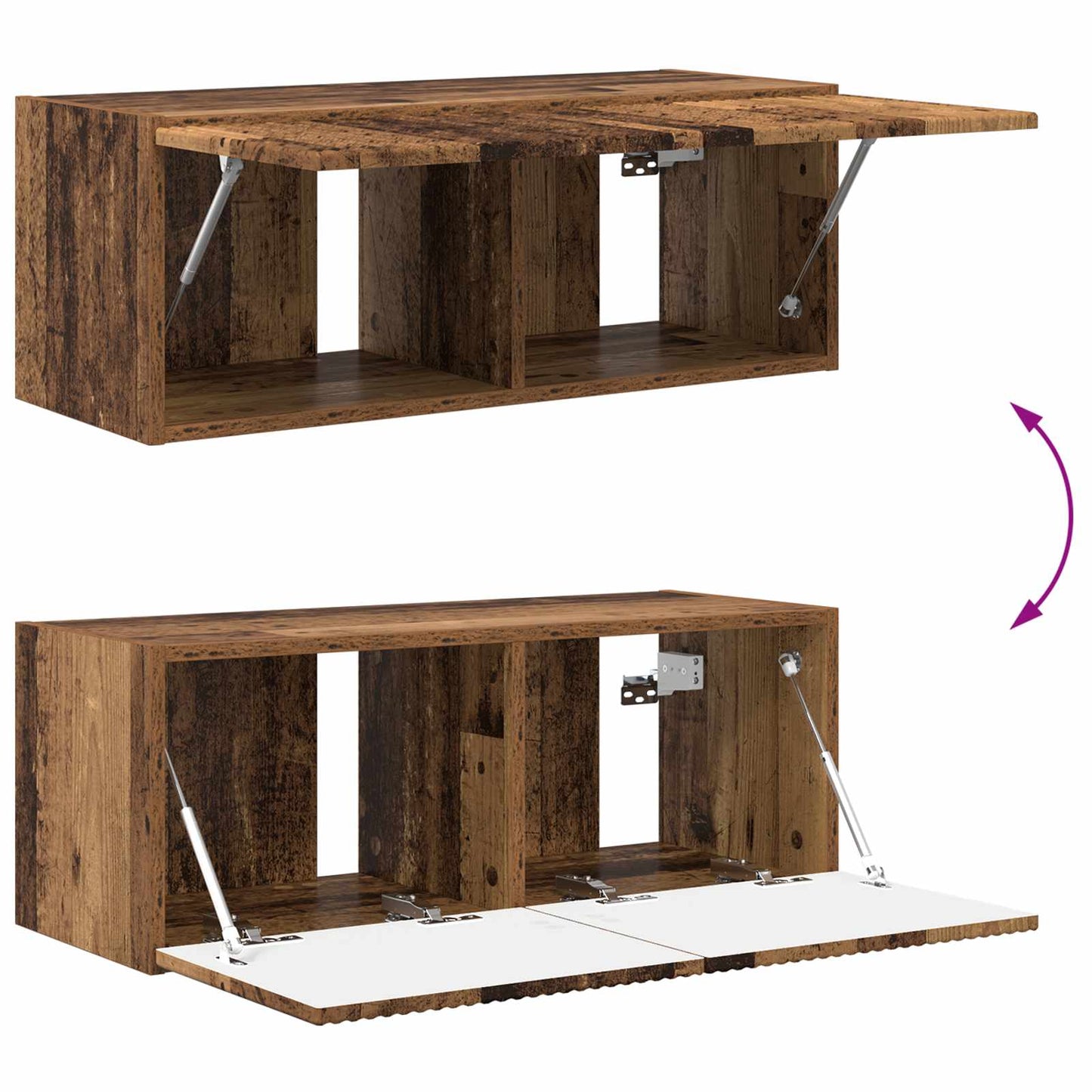 Conjunto De Mueble Para Tv De Pared 4 Pcs Madera Vieja