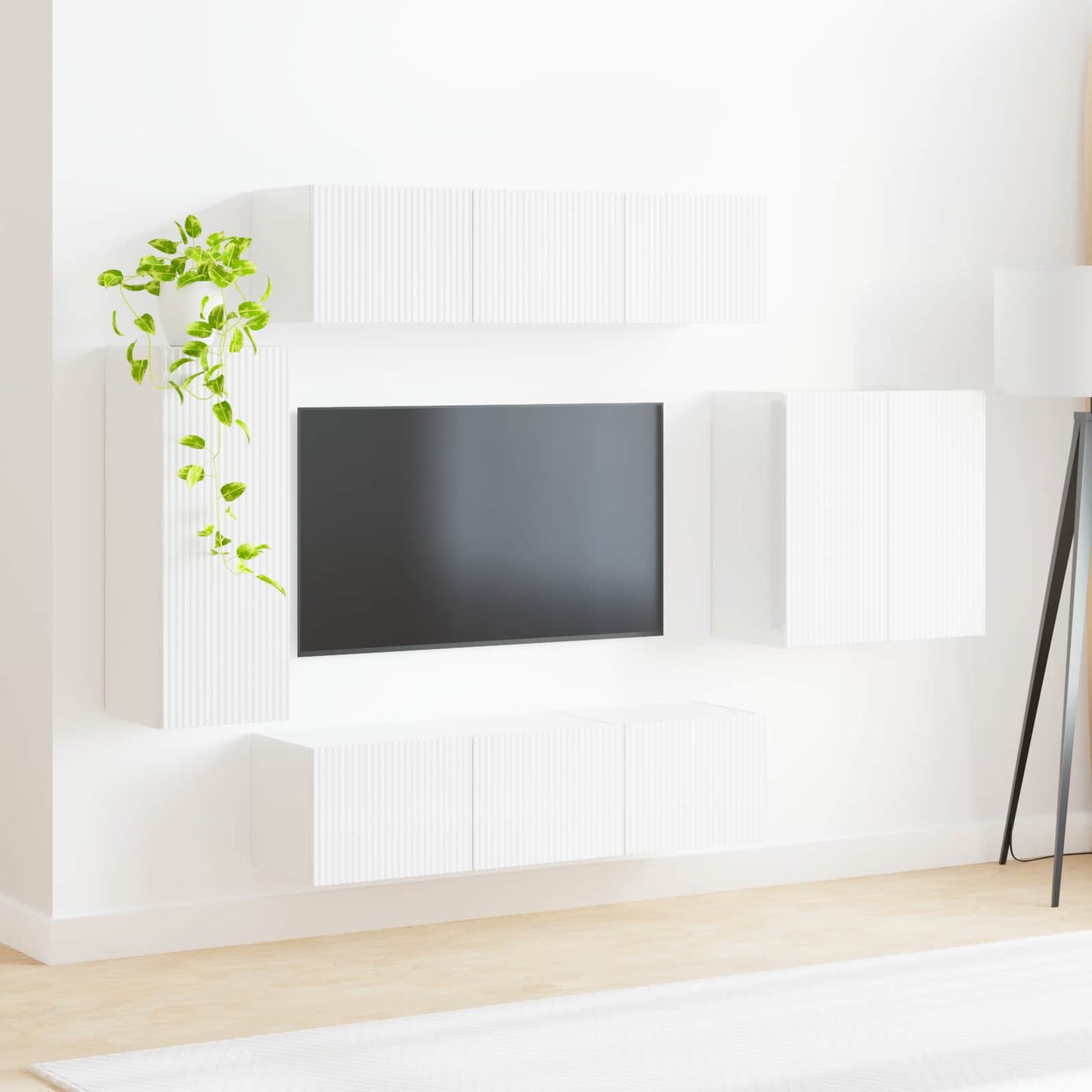 Conjunto De Mueble Para Tv De Pared Montaje En La Pared 6 Pcs