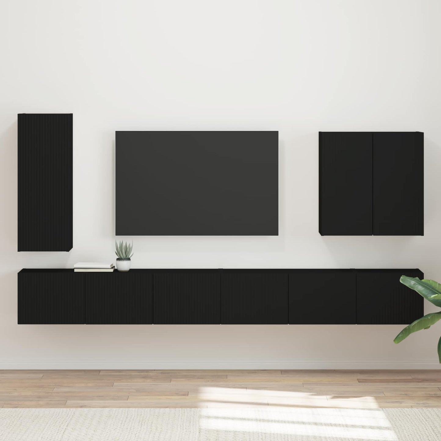 Conjunto De Mueble Para Tv De Pared 6 Pcs Roble Artesanal
