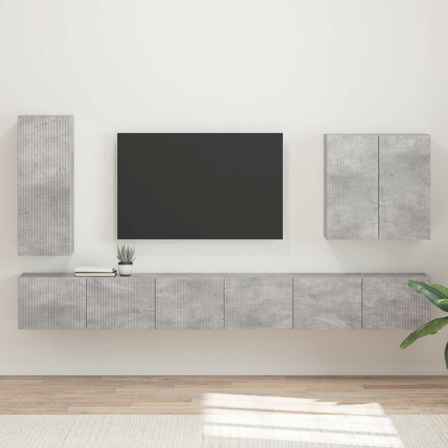 Conjunto De Mueble Para Tv De Pared 6 Pcs Roble Artesanal