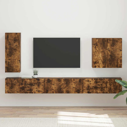 Conjunto De Mueble Para Tv De Pared 6 Pcs Roble Artesanal