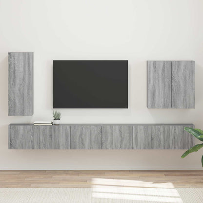 Conjunto De Mueble Para Tv De Pared 6 Pcs Roble Artesanal