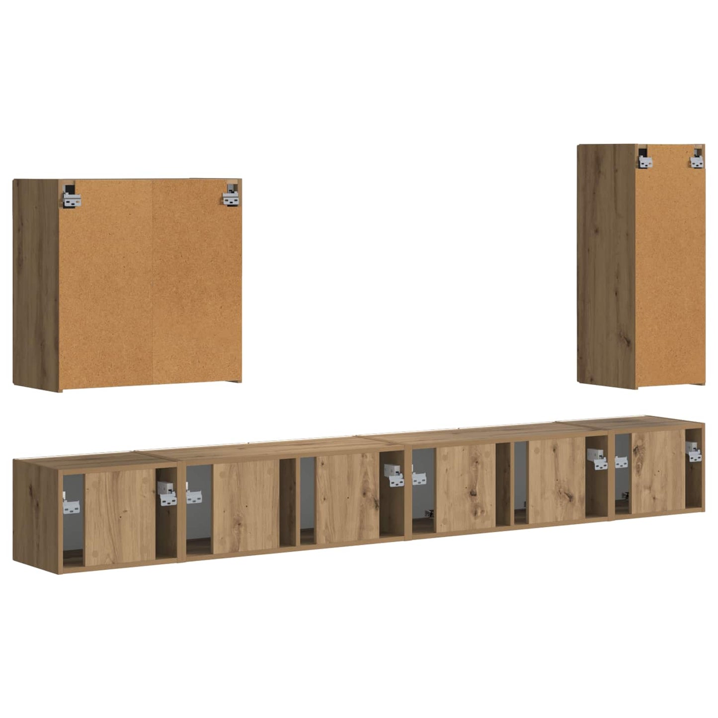 Conjunto De Mueble Para Tv De Pared 6 Pcs Roble Artesanal
