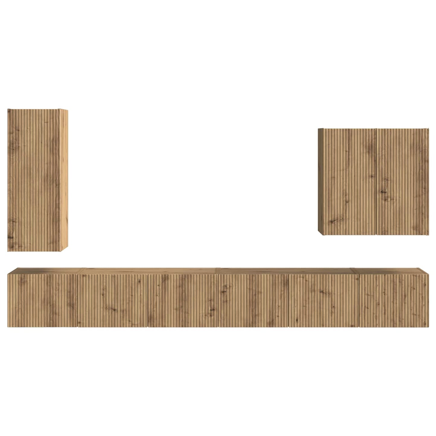 Conjunto De Mueble Para Tv De Pared 6 Pcs Roble Artesanal