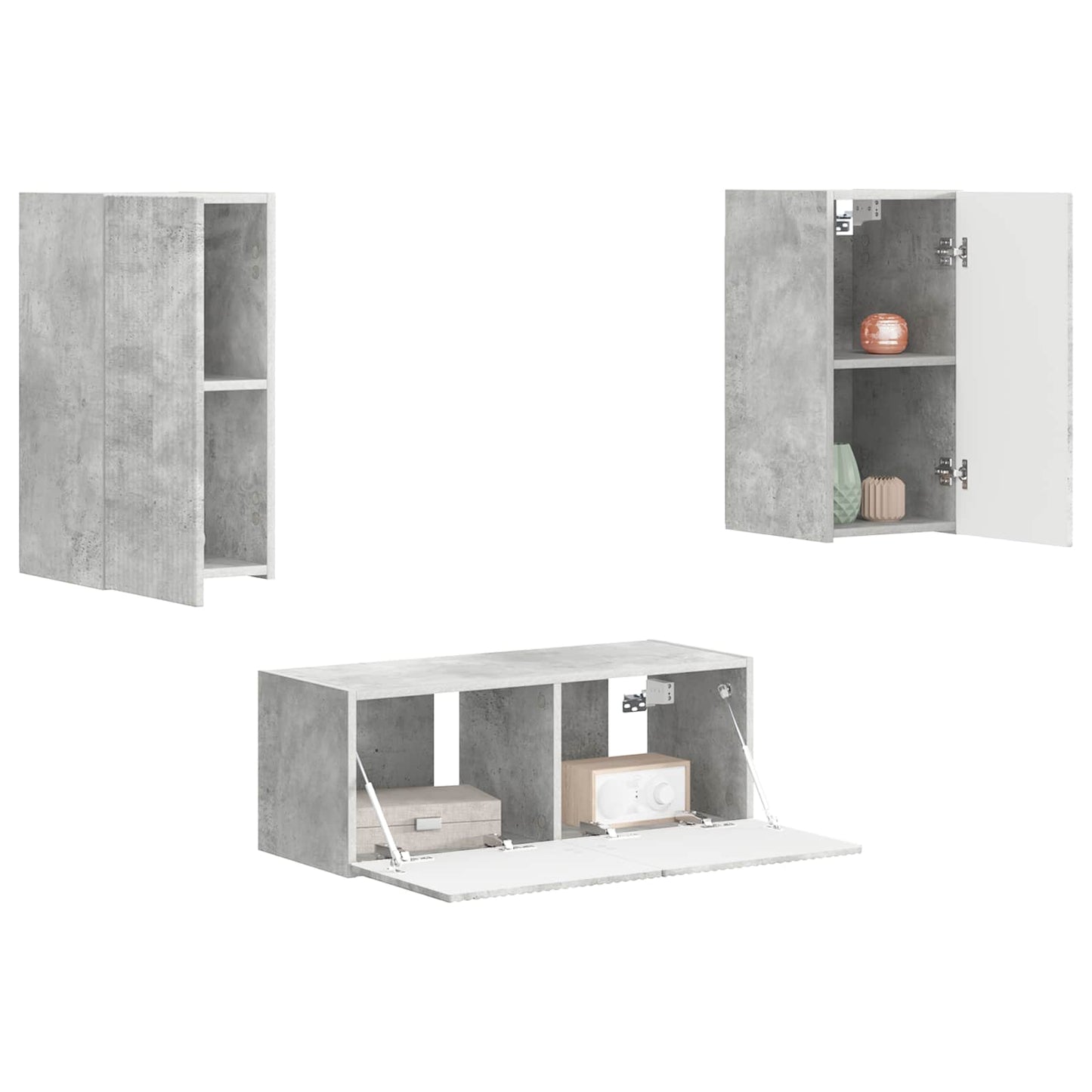 Conjunto De Mueble De Tv 2 Pcs Gris Concreto