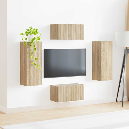 Conjunto De Mueble De Tv Montaje En La Pared 2 Pcs Roble Sonoma