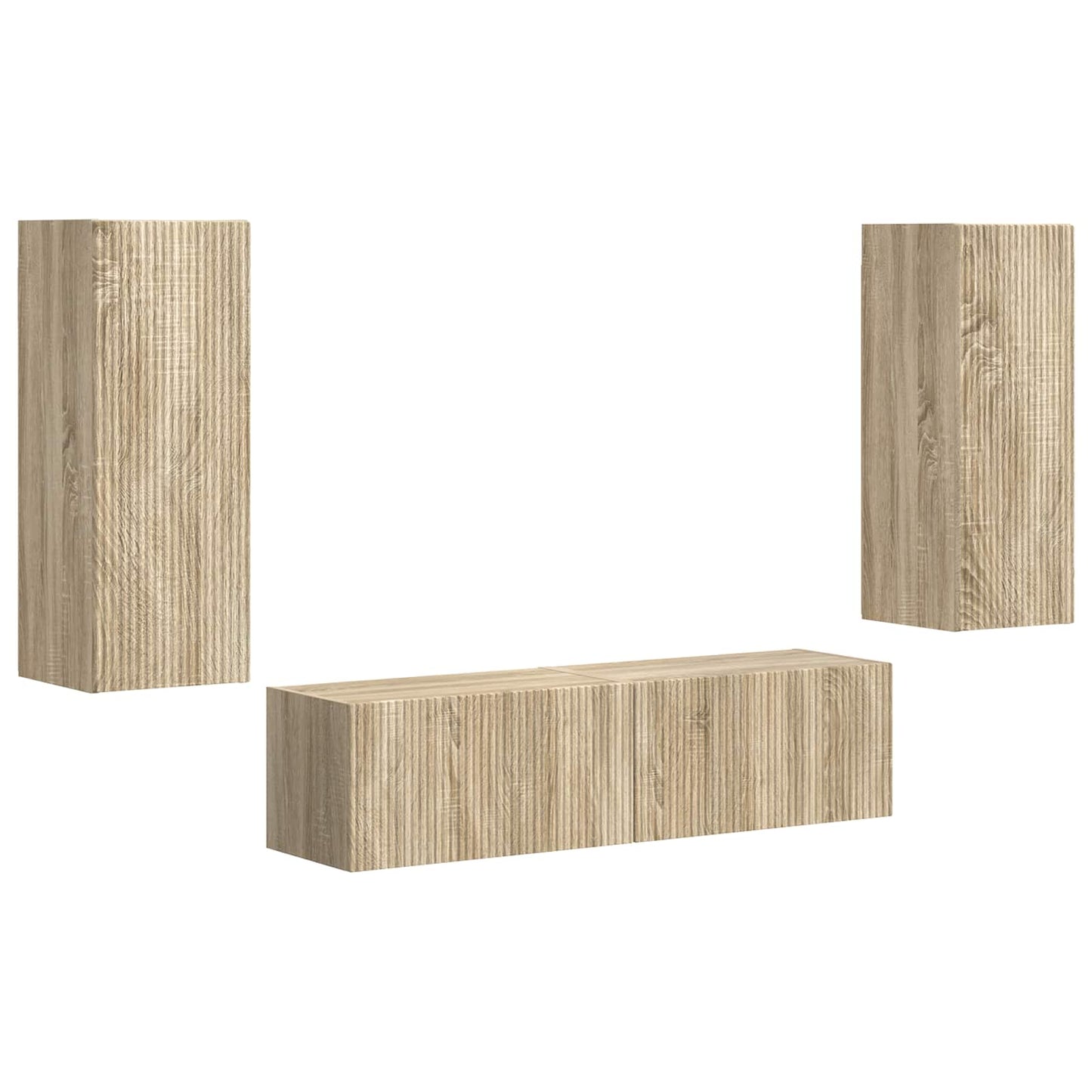 Conjunto De Mueble De Tv Montaje En La Pared 2 Pcs Roble Sonoma