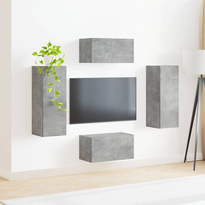 Conjunto De Mueble De Tv 2 Pcs Gris Concreto